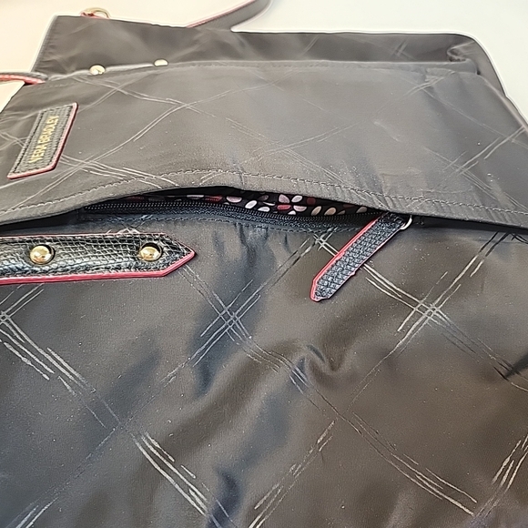 Vera Bradley Preppy Poly Satchel Bag Crossbody BLACK w/Red Trim Polka Dot Lining - Picture 3 of 16